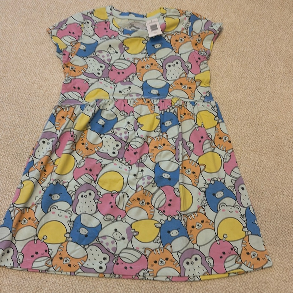 Squishmallows Girls Dress with Short Sleeves, Sizes 7/8